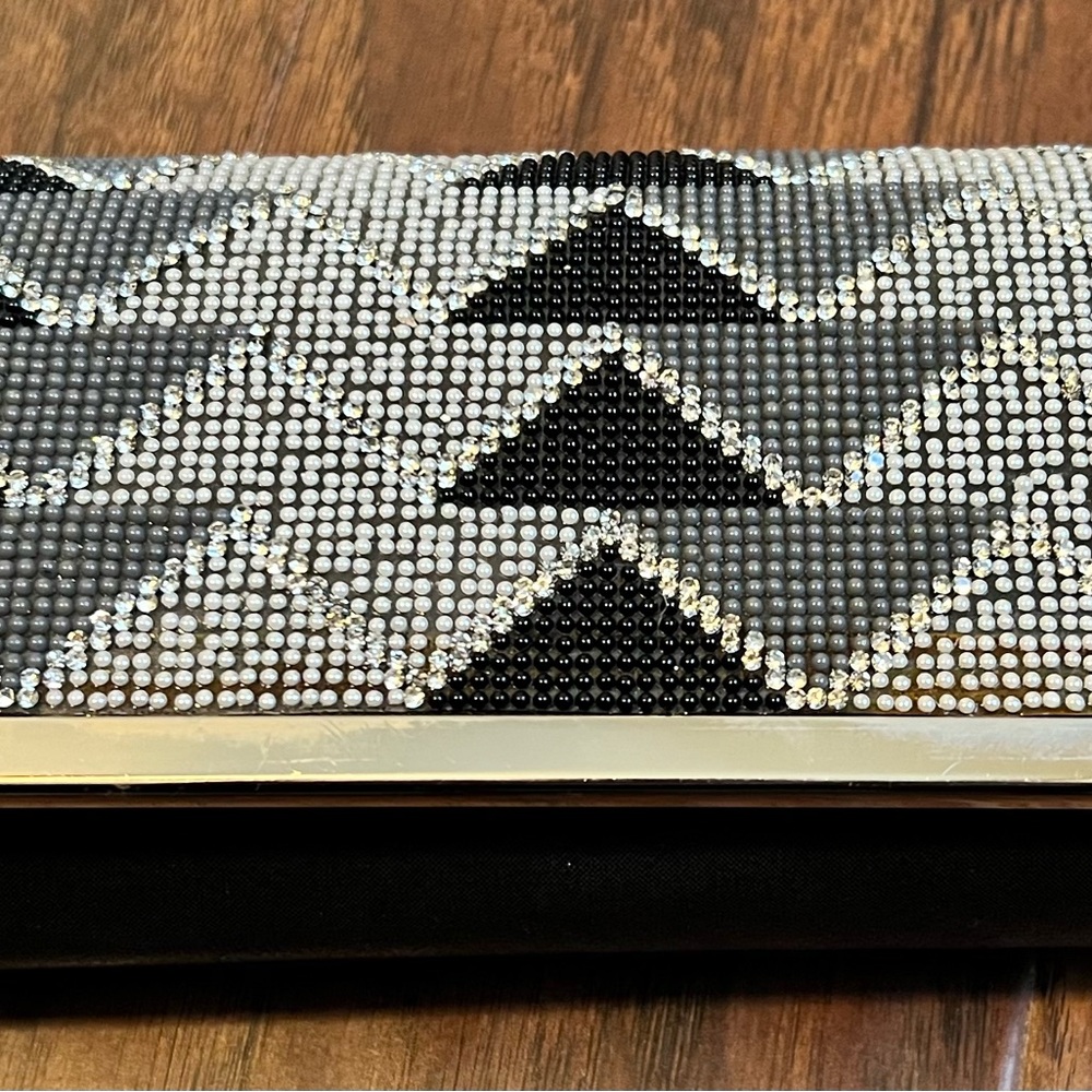 Nina Elegant Black Satin Clutch